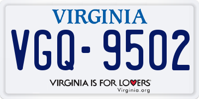 VA license plate VGQ9502