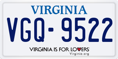VA license plate VGQ9522