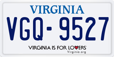 VA license plate VGQ9527