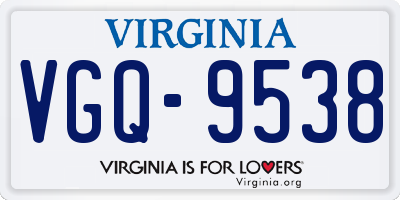 VA license plate VGQ9538