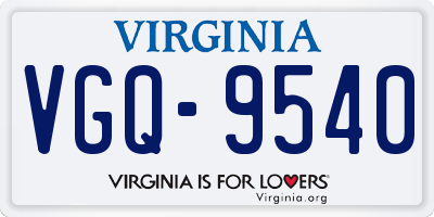 VA license plate VGQ9540