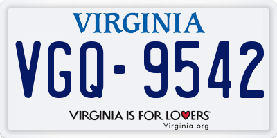 VA license plate VGQ9542