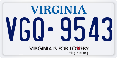 VA license plate VGQ9543