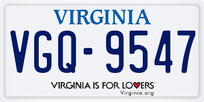 VA license plate VGQ9547