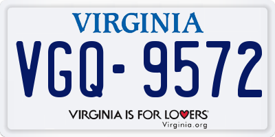 VA license plate VGQ9572