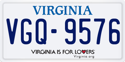 VA license plate VGQ9576