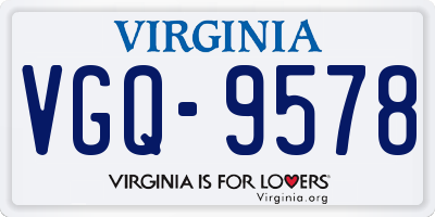 VA license plate VGQ9578