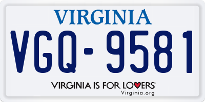 VA license plate VGQ9581