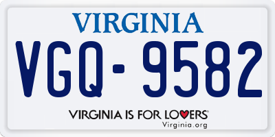 VA license plate VGQ9582
