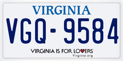VA license plate VGQ9584
