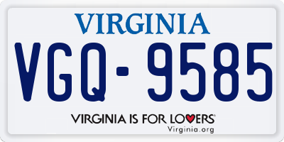 VA license plate VGQ9585
