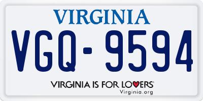 VA license plate VGQ9594
