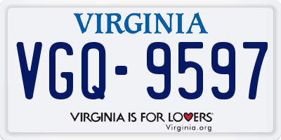VA license plate VGQ9597