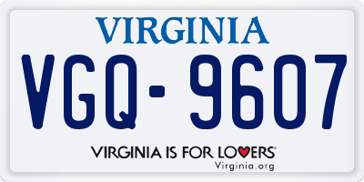 VA license plate VGQ9607