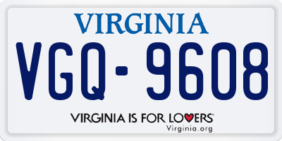 VA license plate VGQ9608