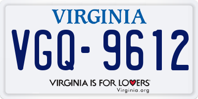 VA license plate VGQ9612