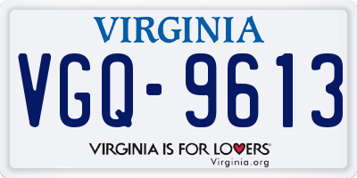 VA license plate VGQ9613