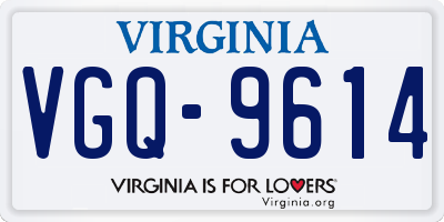 VA license plate VGQ9614