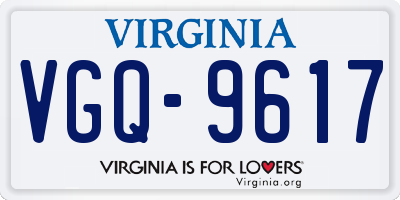 VA license plate VGQ9617