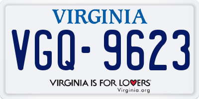 VA license plate VGQ9623