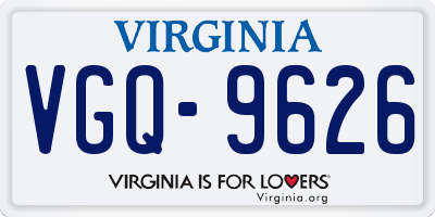 VA license plate VGQ9626