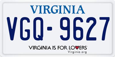 VA license plate VGQ9627