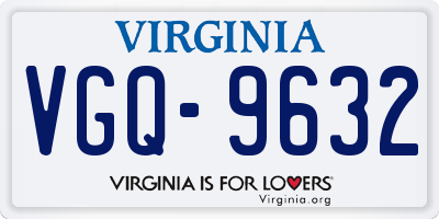 VA license plate VGQ9632