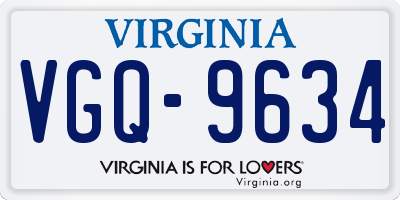 VA license plate VGQ9634