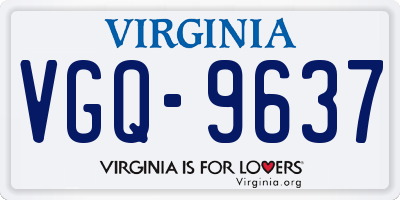 VA license plate VGQ9637