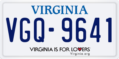 VA license plate VGQ9641