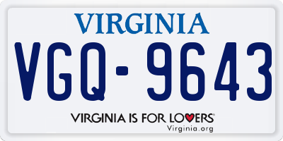 VA license plate VGQ9643