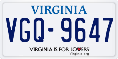 VA license plate VGQ9647