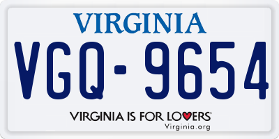 VA license plate VGQ9654