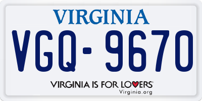 VA license plate VGQ9670