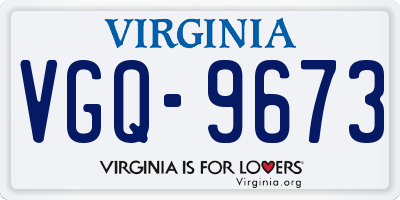 VA license plate VGQ9673