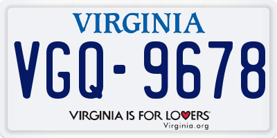 VA license plate VGQ9678
