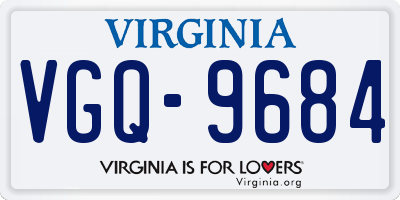 VA license plate VGQ9684