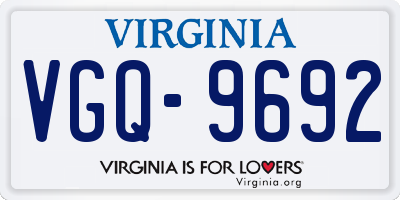 VA license plate VGQ9692