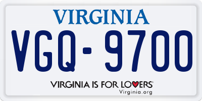 VA license plate VGQ9700