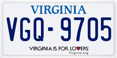 VA license plate VGQ9705
