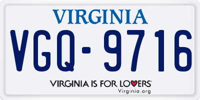 VA license plate VGQ9716