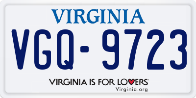 VA license plate VGQ9723