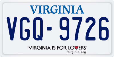 VA license plate VGQ9726