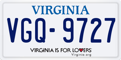 VA license plate VGQ9727