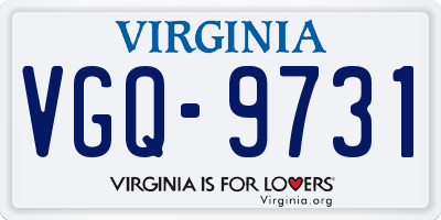 VA license plate VGQ9731