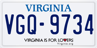 VA license plate VGQ9734