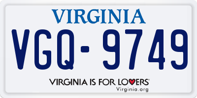 VA license plate VGQ9749