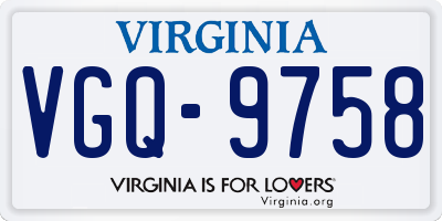 VA license plate VGQ9758