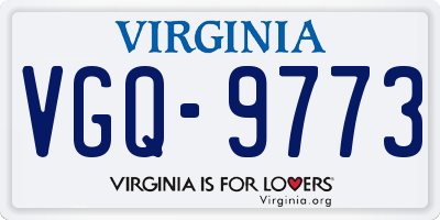 VA license plate VGQ9773