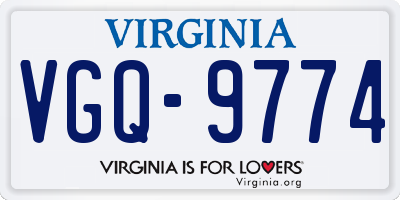 VA license plate VGQ9774